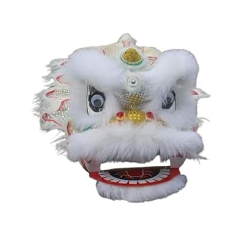 Quepiem Chinesisches traditionelles Löwentanz-Maskottchenkostüm für Kinder für Festivalaufführungen, 2 Spieler(White) von Quepiem
