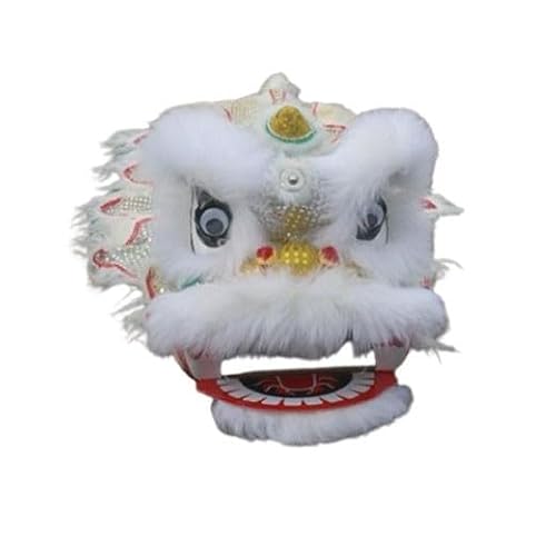 Quepiem Chinesisches traditionelles Löwentanz-Maskottchenkostüm für Kinder für Festivalaufführungen, 2 Spieler(White) von Quepiem