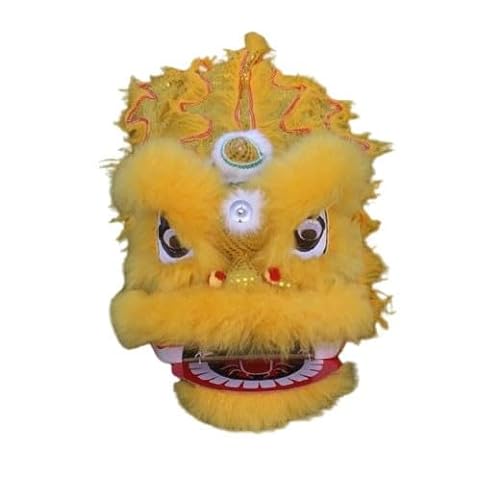 Quepiem Chinesisches traditionelles Löwentanz-Maskottchenkostüm für Kinder für Festivalaufführungen, 2 Spieler(Yellow) von Quepiem