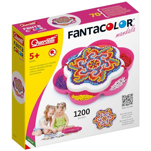 Quercetti 2101 FantaColor Mosaic Kits-STEAM Toy, Kid's Mandalas, Pink von Quercetti