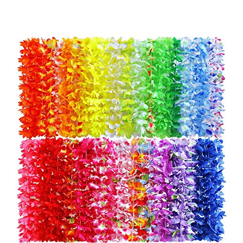 Queta Hawaii Blumen Halskette 50 Stück Hawaiketten Tropischen Luau Hawaii Kranz Hawaii Deko für Kleid, Strand und Themenbezogenen Queta Hawaii Blumen Halskette 50 Stück Hawaiketten Tropischen Luau Hawaii Kranz Hawaii Deko für Kleid, Strand und Themenbezogenen von Queta
