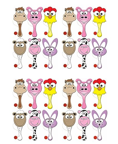 24 x Bauernhof-Paddelschläger aus Holz – Kinder-Partytütenfüller, Pinata-Spielzeug mit Ball und Schnur 24 x Bauernhof-Paddelschläger aus Holz – Kinder-Partytütenfüller, Pinata-Spielzeug mit Ball und Schnur von Quickdraw