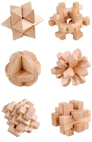 Brain Teaser Puzzles aus Holz, 6 Stück, 3D-Holz-Puzzle-Spiele für Erwachsene & Jugendliche, IQ-Test-Logik-Puzzles, Mind Bending Cube Jigsaw Ineinandergreifende Burr-Puzzles Brain Teaser Puzzles aus Holz, 6 Stück, 3D-Holz-Puzzle-Spiele für Erwachsene & Jugendliche, IQ-Test-Logik-Puzzles, Mind Bending Cube Jigsaw Ineinandergreifende Burr-Puzzles von Quickdraw