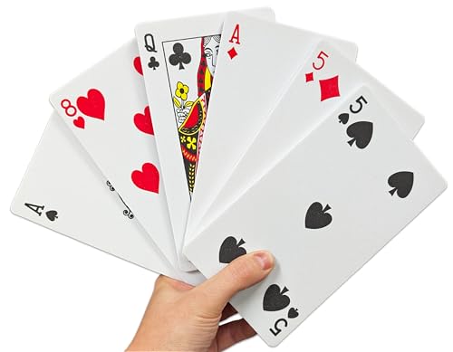Jumbo-Spielkarten – Traditionelles 52-Karten-Deck mit extra großen 18 cm x 10 cm großen Karten – aus EVA-Schaum – idealer Spaß für Kartenspiele, Familienfeiern, Grillabende und Spiele im Freien Jumbo-Spielkarten – Traditionelles 52-Karten-Deck mit extra großen 18 cm x 10 cm großen Karten – aus EVA-Schaum – idealer Spaß für Kartenspiele, Familienfeiern, Grillabende und Spiele im Freien von Quickdraw