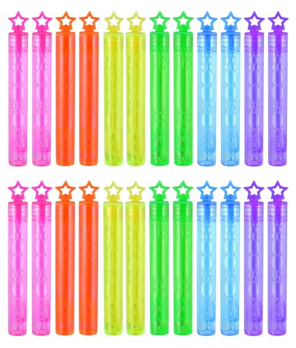 Mini-Bubble-Stäbe, verschiedene Seifenblasen, Gebläse für Kindergeburtstag, Partytüte, Spielzeug, Gastgeschenke (Sterne, 24, Röhren) von Quickdraw