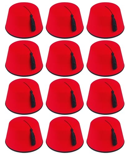 Quickdraw 12 X Erwachsene Rot Fez Türkisch Schwarz Quasten Unisex Kostüm Verkleidung Zubehör Quickdraw 12 X Erwachsene Rot Fez Türkisch Schwarz Quasten Unisex Kostüm Verkleidung Zubehör von Quickdraw