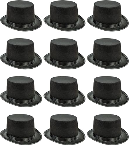 Quickdraw 12 X Schwarz Hut Hard Topper Erwachsene Zauberer Viktorianisch Zirkusdirektor von Quickdraw