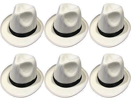 Quickdraw 6 X Erwachsene Gangster Hut Weiß mit Schwarz Band Mafia Kostüm Verkleidung Zubehör Quickdraw 6 X Erwachsene Gangster Hut Weiß mit Schwarz Band Mafia Kostüm Verkleidung Zubehör von Quickdraw