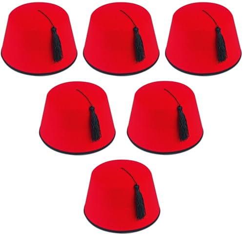 Quickdraw 6 X Erwachsene Rot Fez Türkisch Schwarz Quasten Unisex Kostüm Zubehör Quickdraw 6 X Erwachsene Rot Fez Türkisch Schwarz Quasten Unisex Kostüm Zubehör von Quickdraw