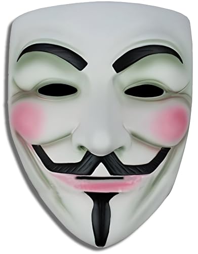 Quickdraw Anonymous Vendetta Gesichtsmaske Guy Fawkes Hidden Identity Hacker Fancy Dress Masks Gold Schwarz Silber (Weiß) von Quickdraw