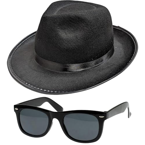 Quickdraw Blues Brothers Hut & Gläser Satz Sonnenbrille Total Blues Kostüm 1980's Kostüm Quickdraw Blues Brothers Hut & Gläser Satz Sonnenbrille Total Blues Kostüm 1980's Kostüm von Quickdraw