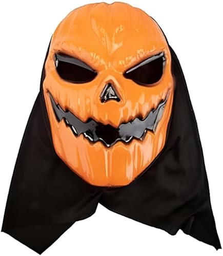 Quickdraw Erwachsene Halloween Kürbis Maske mit Kapuze Gruseliges Kostüm Zubehör Cosplay Horror Maske Gruseliges Outfit von Quickdraw