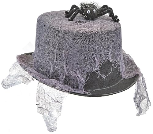 Quickdraw Erwachsene Halloween Kostüm Hut Schwarzer Hut Mit Spinnennetz & Spinne Gruselig Spinnennetz Design Kopfbedeckung Verkleidung von Quickdraw