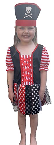 Quickdraw Mädchen Piratenkostüm mit Hut Kinder Rollenspiel Outfit für Kinder Alter 3-7 Jahre von Quickdraw
