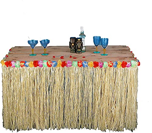 Quickdraw Tropische Hawaii Luau Tisch Grasrock mit Blumen BBQ Partydekorationen Quickdraw Tropische Hawaii Luau Tisch Grasrock mit Blumen BBQ Partydekorationen von Quickdraw