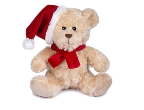 Quickdraw Weihnachts-Teddybär Plüschtier 15 cm – super weiches kuscheliges Stofftier mit Nikolausmütze & Schal – niedliches festliches Geschenk für Kinder & Erwachsene – kleine Neuheit von Quickdraw