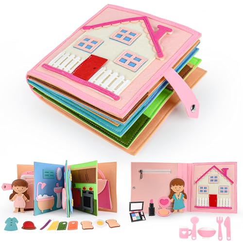 Quiet Book 2 Jahre | Babybücher aus Weichem Stoff Früh Lernen Lebenskompetenzen Lernspielzeug 3D Filz ab 1-6 Jahr Geschenk für Mädchen Jungen Quiet Book 2 Jahre | Babybücher aus Weichem Stoff Früh Lernen Lebenskompetenzen Lernspielzeug 3D Filz ab 1-6 Jahr Geschenk für Mädchen Jungen von Quiet Book