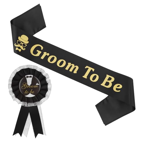 2 Stück Groom to Be Schärpe Abzeichen Set,Groom Satin Schärpe Schwarz,Groom-to-Be Abzeichen,JGA-Schärpe Schwarz,für Junggesellinnenabschied,Bachelorette Party,Hochzeit Deko 2 Stück Groom to Be Schärpe Abzeichen Set,Groom Satin Schärpe Schwarz,Groom-to-Be Abzeichen,JGA-Schärpe Schwarz,für Junggesellinnenabschied,Bachelorette Party,Hochzeit Deko von Quilax