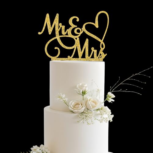1 Stück Mr and Mrs Cake Topper Hochzeit,Glänzend Tortendeko Hochzeit,Mr & Mrs Dekohochzeit Mit Feinem Glanz,Hochzeitsdeko,für Hochzeitstorte,Jahrestag,Geburtstag,Verlobung von Quilax
