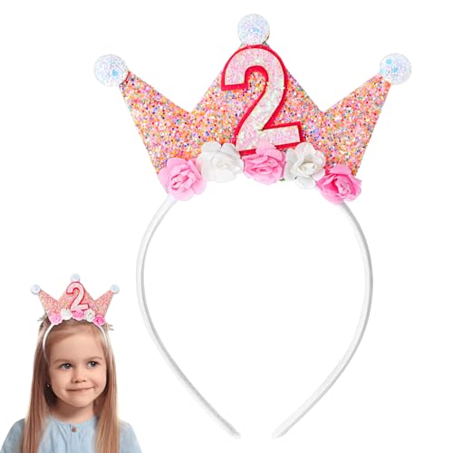 Quilax 1 Stück 2 Jahr Geburtstagskrone,Rose Blumen Geburtstagskrone Mädchen,Glitzer Prinzessin 2 Jahr Geburtstags krone,2. Geburtstag Mädchen Party Deko,Baby Geburtstagparty Quilax 1 Stück 2 Jahr Geburtstagskrone,Rose Blumen Geburtstagskrone Mädchen,Glitzer Prinzessin 2 Jahr Geburtstags krone,2. Geburtstag Mädchen Party Deko,Baby Geburtstagparty von Quilax