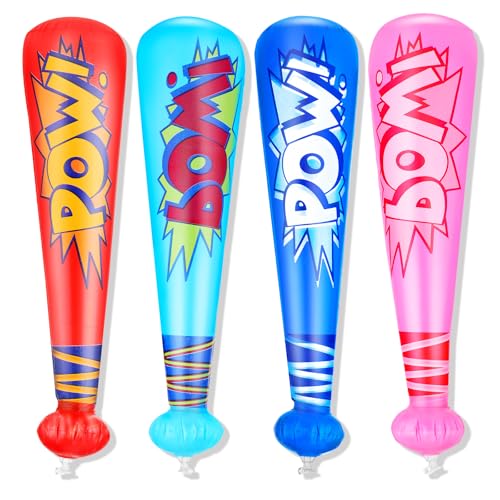 Quilax 4 Stück Baseballschläger Aufblasbar,Baseballschläger Kinder,Kinder Baseball Partyzubehör,für Strände,Geburtstage,Schwimmbäder,Karneval Party,Halloween(40 x 12cm) von Quilax