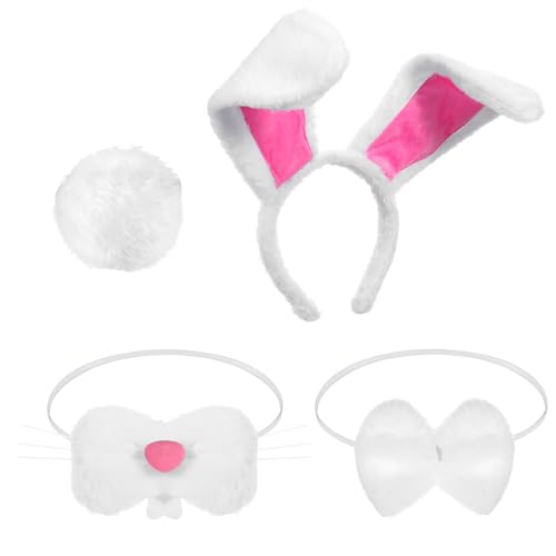 Quilax 4 Stück Hasenohren Haarreif Set,Plüsch Hasenohren Haarreif,Niedliche Hasen Ohren,Bunny Girl Cosplay,für Ostern,Karneval Party,Cosplay Kostüm Dekoration,Kinder Erwachsene von Quilax