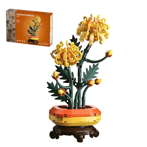 Chrysanthemen Blumen Bausatz für Erwachsene – Künstliche Blumen für die Dekoration zu Hause und im Büro – Muttertags- und Geburtstagsgeschenk –Botanicals-Kollektion DIY Zimmerpflanze (338 Stück) von QuirkQuest