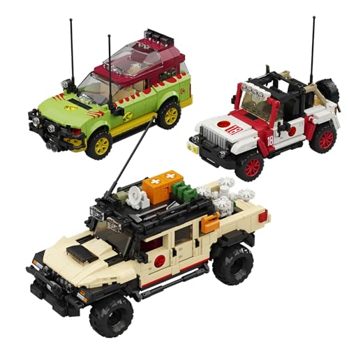 Dinosaurierwelt Offroad Auto Bausteine Bausatz, 1632 Teile Dino Film Fahrzeuge Bausteine Spielzeug, Geschenkideen Auto für Jungen oder Mädchen Kinder Alter & Tisch Büro Zuhause Display Dekor von QuirkQuest