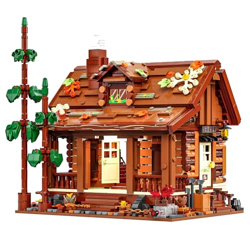 Holzhütte Bausteine Bausatz, 1969Teile Herbst Haus BAU Ziegel Spielzeug, Kabine Konstruktion Kit, Mint Forest Baumhaus Modell Spielzeug, Geburtstagsideen Geschenke für Erwachsene Kinder von QuirkQuest