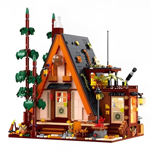 Holzhütte Bausteine Bausatz, 2070 Teile Herbst Haus BAU Ziegel Spielzeug, Kabine Konstruktion Kit, Mint Forest Baumhaus Modell Spielzeug, Geburtstagsideen Geschenke für Erwachsene Kinder von QuirkQuest