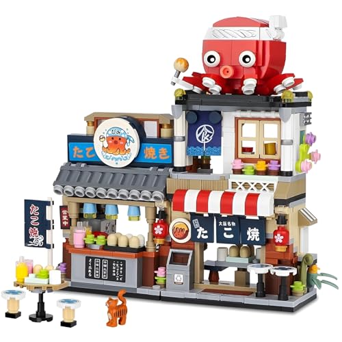 Japanische Straßenansicht Takoyaki Einkaufen Mini Bausteine Bausatz, 722Stück Kreative Konstruktion Micro Klemmbausteine, Simulation Architektur Spielzeug, Geschenkideen für Kinder Erwachsene Japanische Straßenansicht Takoyaki Einkaufen Mini Bausteine Bausatz, 722Stück Kreative Konstruktion Micro Klemmbausteine, Simulation Architektur Spielzeug, Geschenkideen für Kinder Erwachsene von QuirkQuest