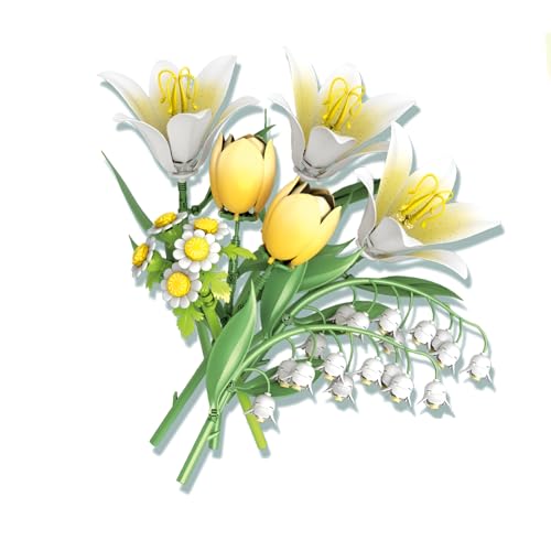 Lilie Blumenstrauß Bausteine Bausatz, 376 Stück Künstliche Blume Modelle Spielzeug, DIY Botanische Reihe Schreibtisch Dekor Ziegel Kit, Forever Blumen Große Geschenke für Erwachsene Frauen Mädchen von QuirkQuest