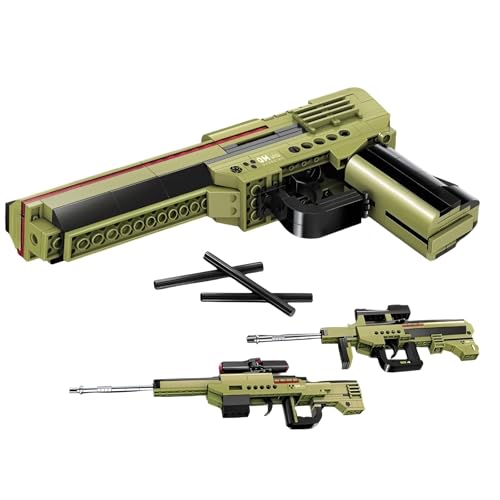 Pistole Bausteine Bausatz, 3-in-1- Simulation Blaster Modell Spielzeug, Militärwaffen Klemmbausteine Kit, Geschenkideen für Kinder, Erwachsene und Büro Haus Dekoration (202 Teile) von QuirkQuest