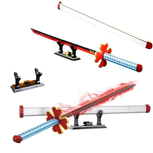 QuirkQuest Animes Schwert Bausteine Bausatz, 99,7cm lang Samurai mit Schwertscheide und Ständer Modellspielzeug, Cosplay Spielzeug Bausatz Geschenke für Kinder Erwachsene(780Stück) von QuirkQuest