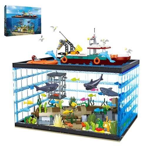 QuirkQuest Fisch Tank Bausteine Bausatz, 1519Stück Aquarien BAU Spielzeug, Kreative Fischerboot Inklusive Meer Tier Modell Klemmbausteine, Ideen Geschenke für Kinder Erwachsene und Heim Büro Deko QuirkQuest Fisch Tank Bausteine Bausatz, 1519Stück Aquarien BAU Spielzeug, Kreative Fischerboot Inklusive Meer Tier Modell Klemmbausteine, Ideen Geschenke für Kinder Erwachsene und Heim Büro Deko von QuirkQuest