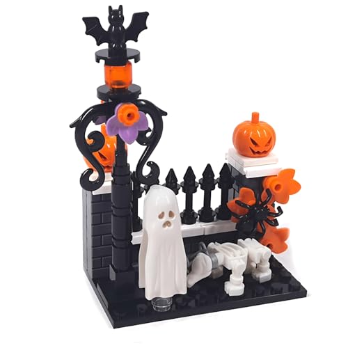 QuirkQuest Halloween Friedhof Bausteine Bausatz, Gespenst Zombie Thema Modell Spielzeug, MOC Kürbis Klemmbausteine Kit, Ideen Kinder Erwachsene(moc-1) von QuirkQuest