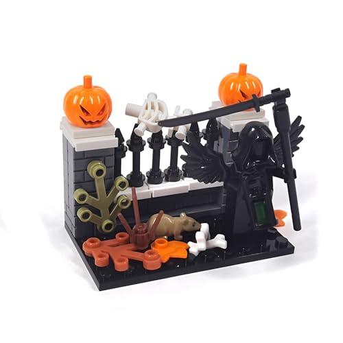 QuirkQuest Halloween Friedhof Bausteine Bausatz, Gespenst Zombie Thema Modell Spielzeug, MOC Kürbis Klemmbausteine Kit, Ideen Kinder Erwachsene(moc-2) von QuirkQuest