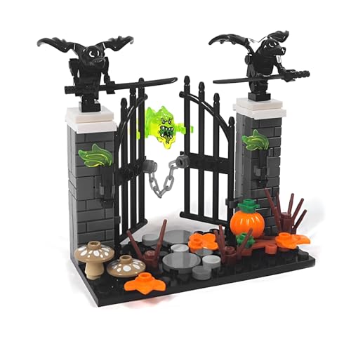 QuirkQuest Halloween Friedhof Bausteine Bausatz, Gespenst Zombie Thema Modell Spielzeug, MOC Kürbis Klemmbausteine Kit, Ideen Kinder Erwachsene(moc-3) von QuirkQuest