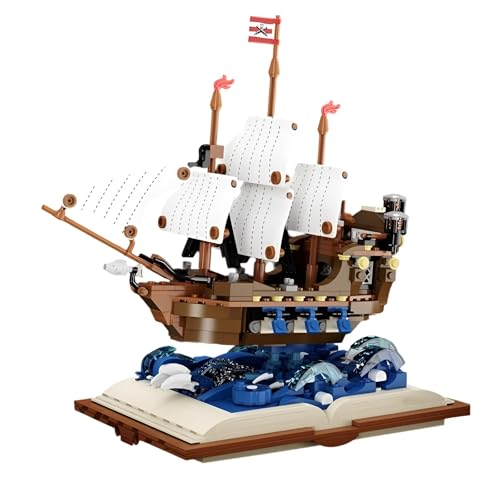 QuirkQuest Imperial Schlachten Schiff Grimoire Buch Bausteine Bausatz, 925 Teile Marineboot Modell Spielzeug, Piratenschiff Einzigartige Sammlung und Zauberbuch Modell für zu Hause (925 Teile) von QuirkQuest