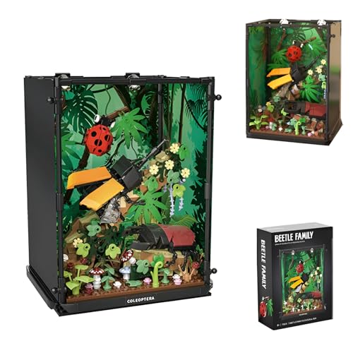 QuirkQuest Insekten Sammlung Bausteine Bausatz, Ideen Reptilien Landschaft Kreatives Bauspielzeug, Tropischer Regenwald Tiere Modell Ziegel Kit, Heim Büro Deko für Erwachsene Kinder von QuirkQuest