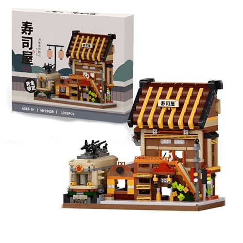 QuirkQuest Japanische Straßenansicht Mini Bausteine Bausatz, 1393Stück Sushi Haus Mikro Ziegel Kit, Stadt Serie Japanisches Geschäft Modell Spielzeug, Spielzeug für Jungen, Mädchen 6+ von QuirkQuest