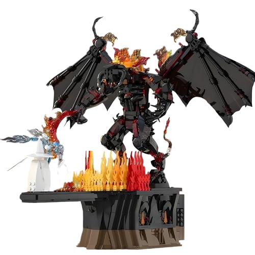 QuirkQuest Magische Flammen Drachen Bausteine Bausatz, 1581 STEM Alte Drachen Steine Kit, Teile Coole Filme Charaktere Tiere Modell Spielzeug, Ideen Geschenke für Kinder Erwachsene von QuirkQuest