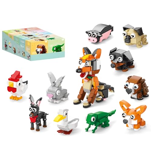 QuirkQuest Tier Welt Mini Bausteine Bausatz, 361 Stück 10IN1 Kleintiere zum Zusammenbauen für große Hunde Modell Spielzeug, Hunde Huhn Schwein Klemmbausteine Kit, Ideen Geschenke für Kits Erwachsene QuirkQuest Tier Welt Mini Bausteine Bausatz, 361 Stück 10IN1 Kleintiere zum Zusammenbauen für große Hunde Modell Spielzeug, Hunde Huhn Schwein Klemmbausteine Kit, Ideen Geschenke für Kits Erwachsene von QuirkQuest