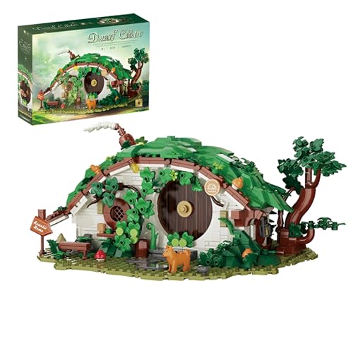 QuirkQuest Zwerghütte Bausteine Bausatz, Kreative Wald Serie Architektur Modell Spielzeug, Magische Bauhaus Klemmbausteine Kit, Ideen Geschenke für Kinder Fan Erwachsene（1088Stück） von QuirkQuest