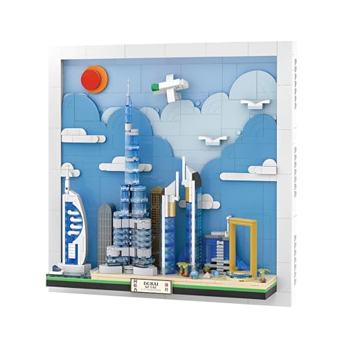 Stadt Dubai Postkarte Bausteine Bausatz, 740Stück Weltberühmte Architektur Modell Spielzeug, Wandkunst Bastelideen Ziegel Kit, Malerei Rahmen für Zimmer Dekoration, Geschenke für Kinder und Erwachsene Stadt Dubai Postkarte Bausteine Bausatz, 740Stück Weltberühmte Architektur Modell Spielzeug, Wandkunst Bastelideen Ziegel Kit, Malerei Rahmen für Zimmer Dekoration, Geschenke für Kinder und Erwachsene von QuirkQuest