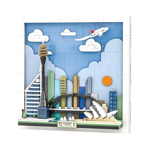Stadt Sidney Postkarte Bausteine Bausatz, 707Stück Weltberühmte Architektur Modell Spielzeug, Wandkunst Bastelideen Ziegel Kit, Malerei Rahmen für Zimmer Dekoration, Geschenke für Kinder und Erwachsen Stadt Sidney Postkarte Bausteine Bausatz, 707Stück Weltberühmte Architektur Modell Spielzeug, Wandkunst Bastelideen Ziegel Kit, Malerei Rahmen für Zimmer Dekoration, Geschenke für Kinder und Erwachsen von QuirkQuest