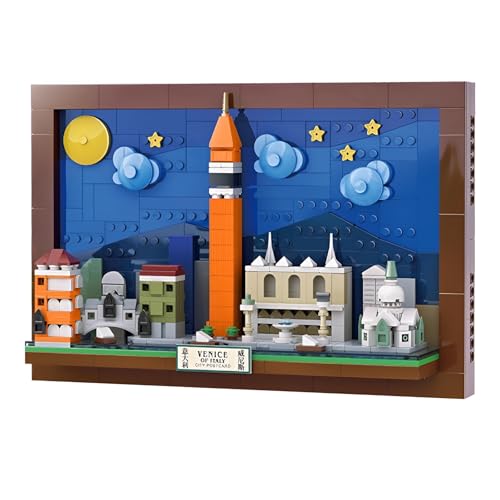Stadt Venedig Postkarte Bausteine Bausatz, 580Stück Weltberühmte Architektur Modell Spielzeug, Wandkunst Bastelideen Ziegel Kit, Malerei Rahmen für Zimmer Dekoration Geschenke für Kinder und Erwachsen Stadt Venedig Postkarte Bausteine Bausatz, 580Stück Weltberühmte Architektur Modell Spielzeug, Wandkunst Bastelideen Ziegel Kit, Malerei Rahmen für Zimmer Dekoration Geschenke für Kinder und Erwachsen von QuirkQuest