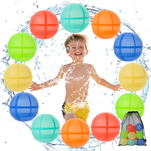12 Stück Wasserbomben Wiederverwendbar, Selbstschließende Wasserbomben, Wiederbefüllbare Wasserbomben für Kinder und Erwachsene, Wasserballons für Outdoor, Pool 12 Stück Wasserbomben Wiederverwendbar, Selbstschließende Wasserbomben, Wiederbefüllbare Wasserbomben für Kinder und Erwachsene, Wasserballons für Outdoor, Pool von Quirlig