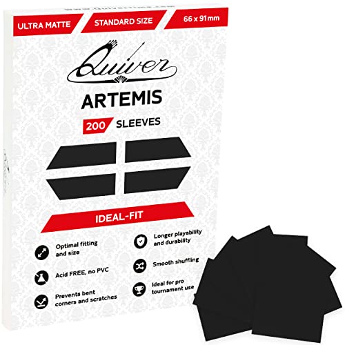 Quiver Time 200 Artemis Kartenhüllen Ultra matte Deckkarten-Schutzfolien Card Sleeves für Sammelkarten wie Pokemon Magic - Standardgröße (4 x 50 Stück) – Pro Use (66 x 91 mm) von Quiver Time