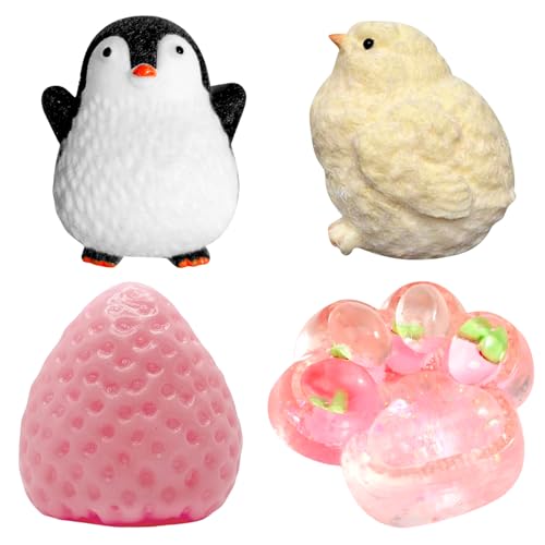 4 StüCk Anti Stress Spielzeug, Taba Squishy Set, Squishy Pfote, Stressball Kinder, Cat Paw Squeeze Toy Fidget Toys Sensory Stress Spielzeug Ideal Zur Stressabbau FüR Kinder Kuscheltier Otter von Quixion